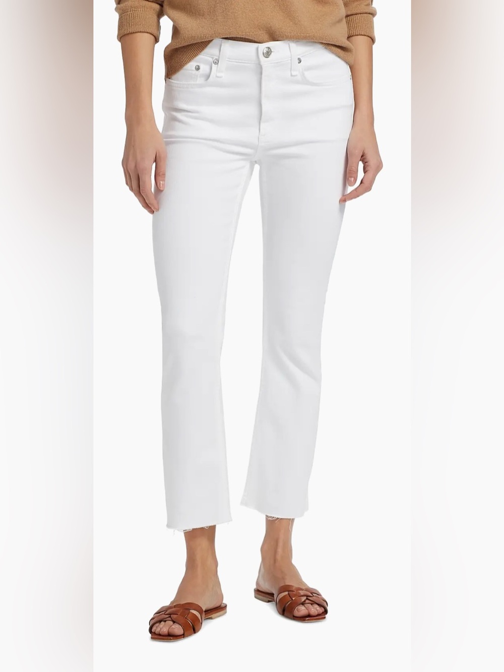 Rag and Bone Peyton Mid-Rise Ankle Bootcut Jeans Raw Hem White - Size 33
